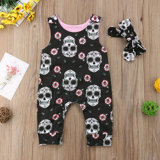 Baby Girl Skull Romper Set